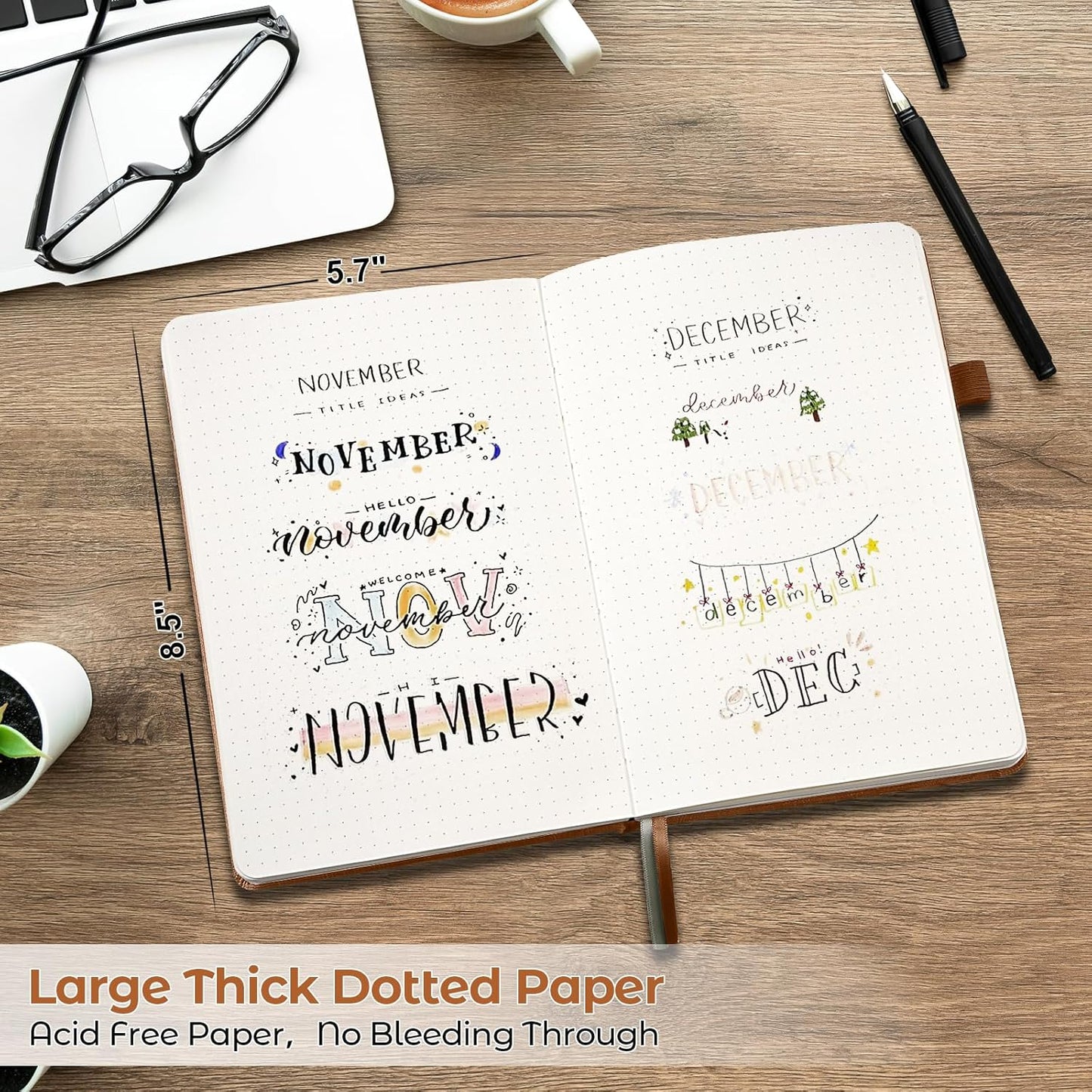 College Ruled Notebook, 5 Pack A5 Hardcover Leather Notebook for Work, Lined Notebook Journal for Women, Men, 100GSM Thick Paper, Large Notebook with Pockets, Professional Business Notebook, 5.7"x8.5"