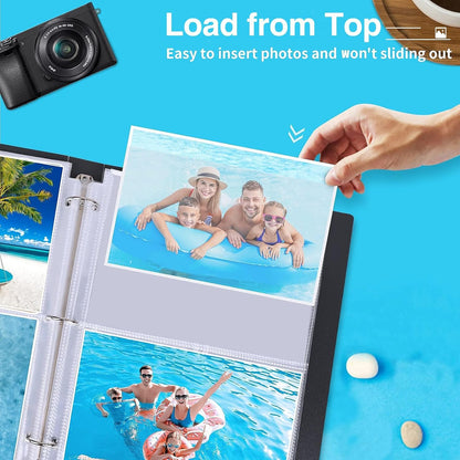 Fabmaker 30 Pack Photo Sleeves for 3 Ring Binder - (4x6, for 180 Photos), Archival Page Protectors, Clear Plastic Refill Pages, Postcard Sleeves, Acid-Free