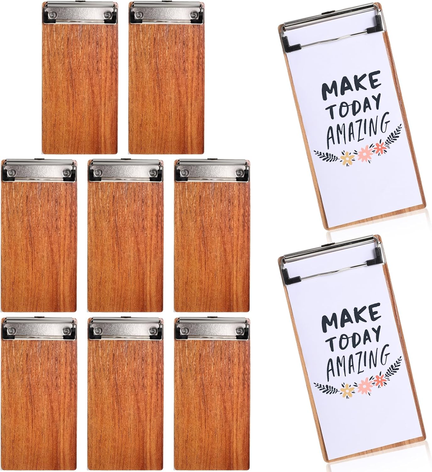 Epakh 20 Pcs Mini Clipboard Small Clipboards Wooden Half Page Clipboard Wood Check Presenters Kids Clipboards for Restaurant School Waitress Guest Server Books Menu Holder, 8 x 4 Inch