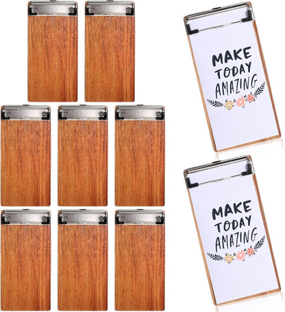 Epakh 20 Pcs Mini Clipboard Small Clipboards Wooden Half Page Clipboard Wood Check Presenters Kids Clipboards for Restaurant School Waitress Guest Server Books Menu Holder, 8 x 4 Inch