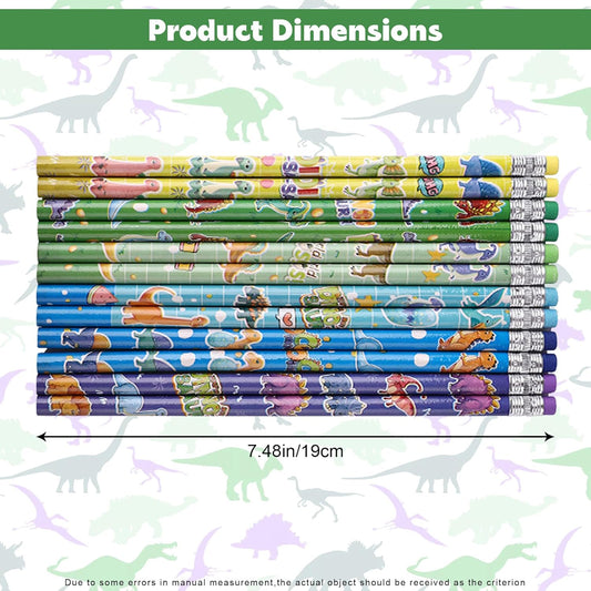 12 Pieces Dinosaur Pencils Dino Pencils with Eraser, Assorted Colorful Pencils, Novelty Fun Wood Pencils for Dinosaur Themed Birthday Party Favor,School Classroom Rewards Pencils