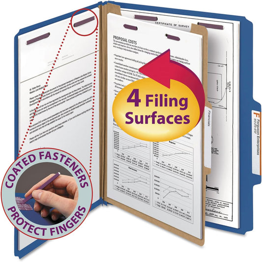 Smead Classification Folder, Letter, 2/5 Right of Center, 1 Divider, Dark Blue, 10 Per Box (13732) (Pack of 1)