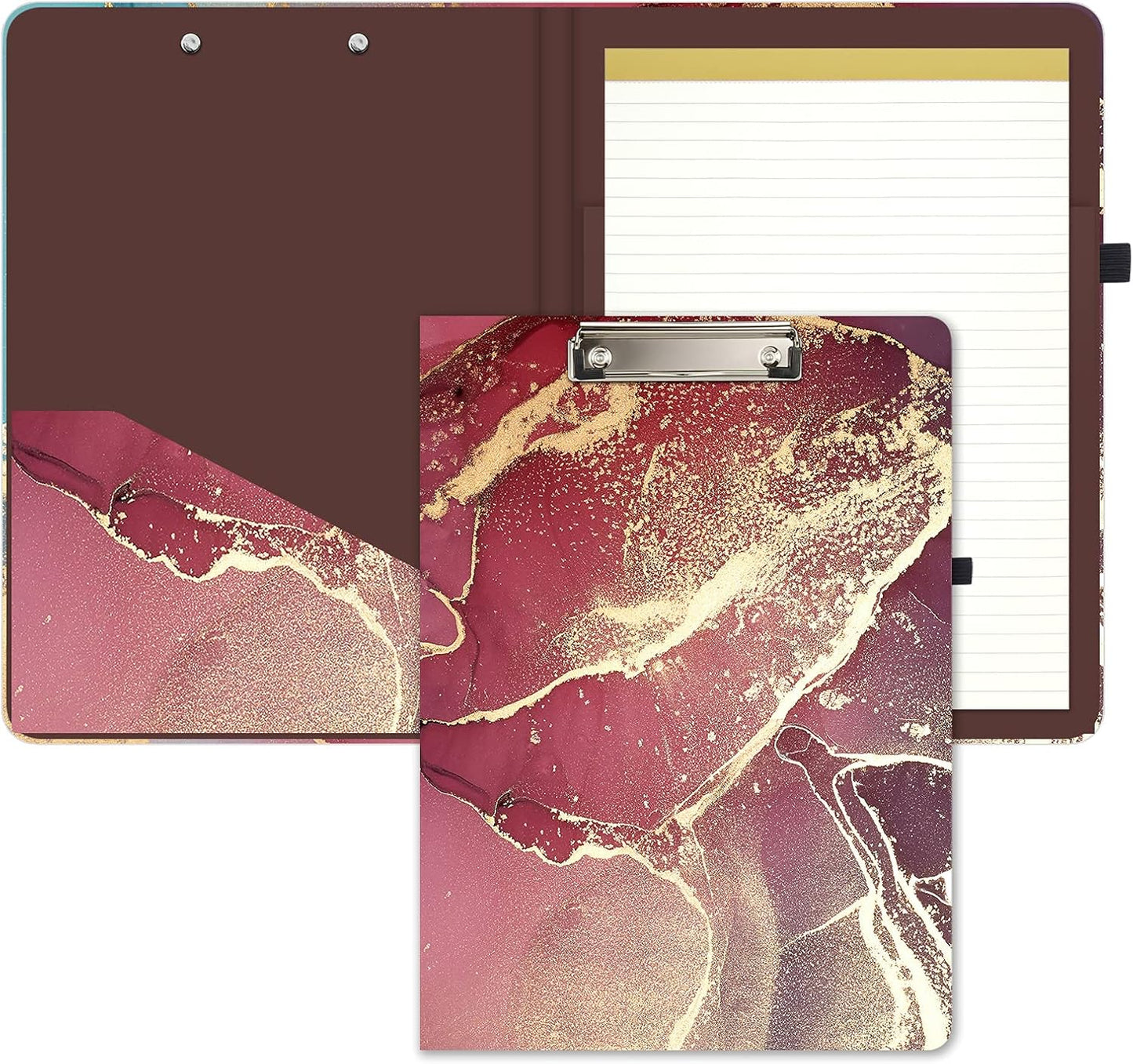 Hongri Clipboard Folio with Refillable Lined Notepad and Interior Storage Pocket for Students, Classroom, Office, Women, Man, Cute Custom Pattern, Size 12.8 x 9.2 in, Classic Flower