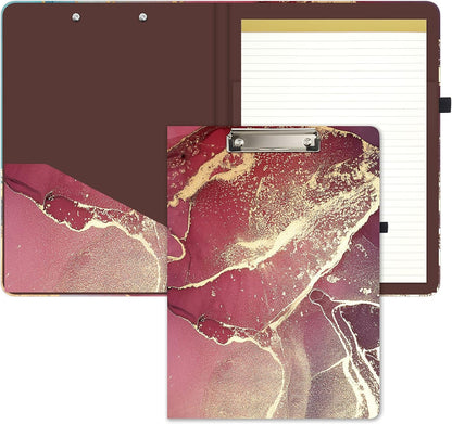 Hongri Clipboard Folio with Refillable Lined Notepad and Interior Storage Pocket for Students, Classroom, Office, Women, Man, Cute Custom Pattern, Size 12.8 x 9.2 in, Classic Flower