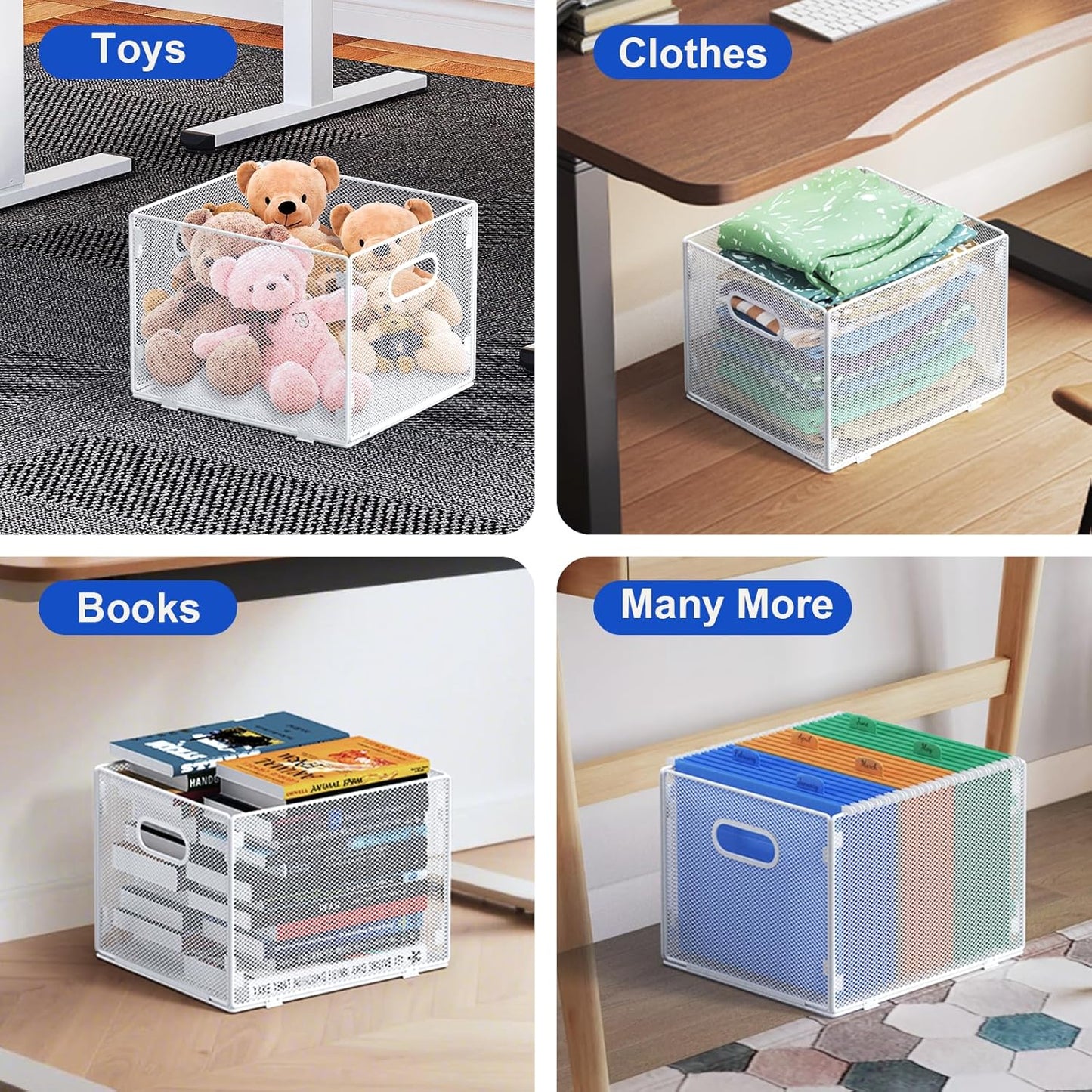 samstar 2 Pack Hanging File Organizer, Mesh File Folder Box Filing Box File Cabinet Organizer Storage Boxes, Letter Size