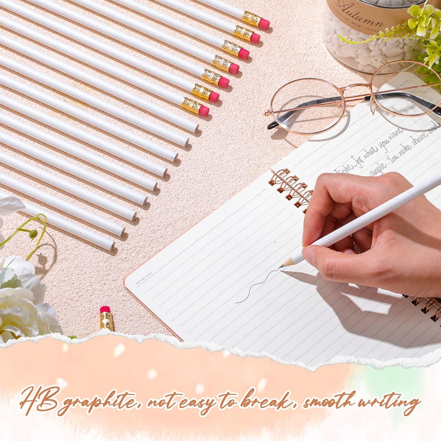 24 Pcs Round Pencils with Eraser 2 HB Cute Pencils Bulk for School Graphite Wood Color Unsharpened Pencil for Drawing Sketching Wedding School Teacher Supplies Student Reward