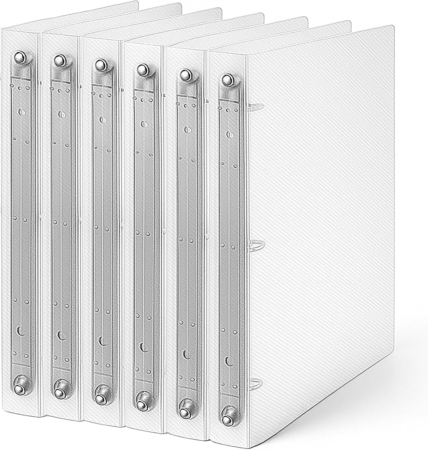 6 Pack Plastic 3 Ring Binder, Flexible Round Ring Presentation Binders, Refillable Binder, 3 Rings Binders with Clear Cover(O-Ring,1 Inch), Can Hold 120 Sheets of A4 Paper