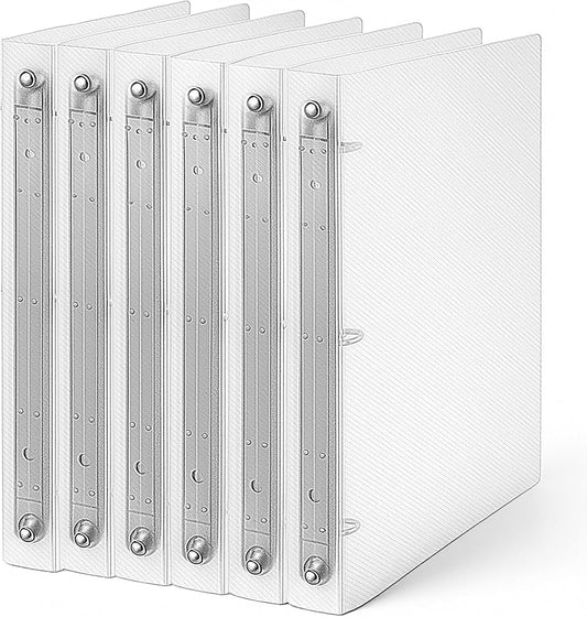 6 Pack Plastic 3 Ring Binder, Flexible Round Ring Presentation Binders, Refillable Binder, 3 Rings Binders with Clear Cover(O-Ring,1 Inch), Can Hold 120 Sheets of A4 Paper