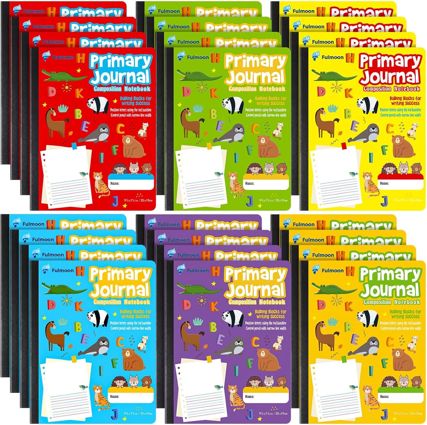 Fulmoon 24 Pcs Primary Composition Notebook K-2 with Picture Space Primary Journal Grades K-2 Draw and Write Journal Composition Book for Preschool Classroom, 80 Sheet (Blue)