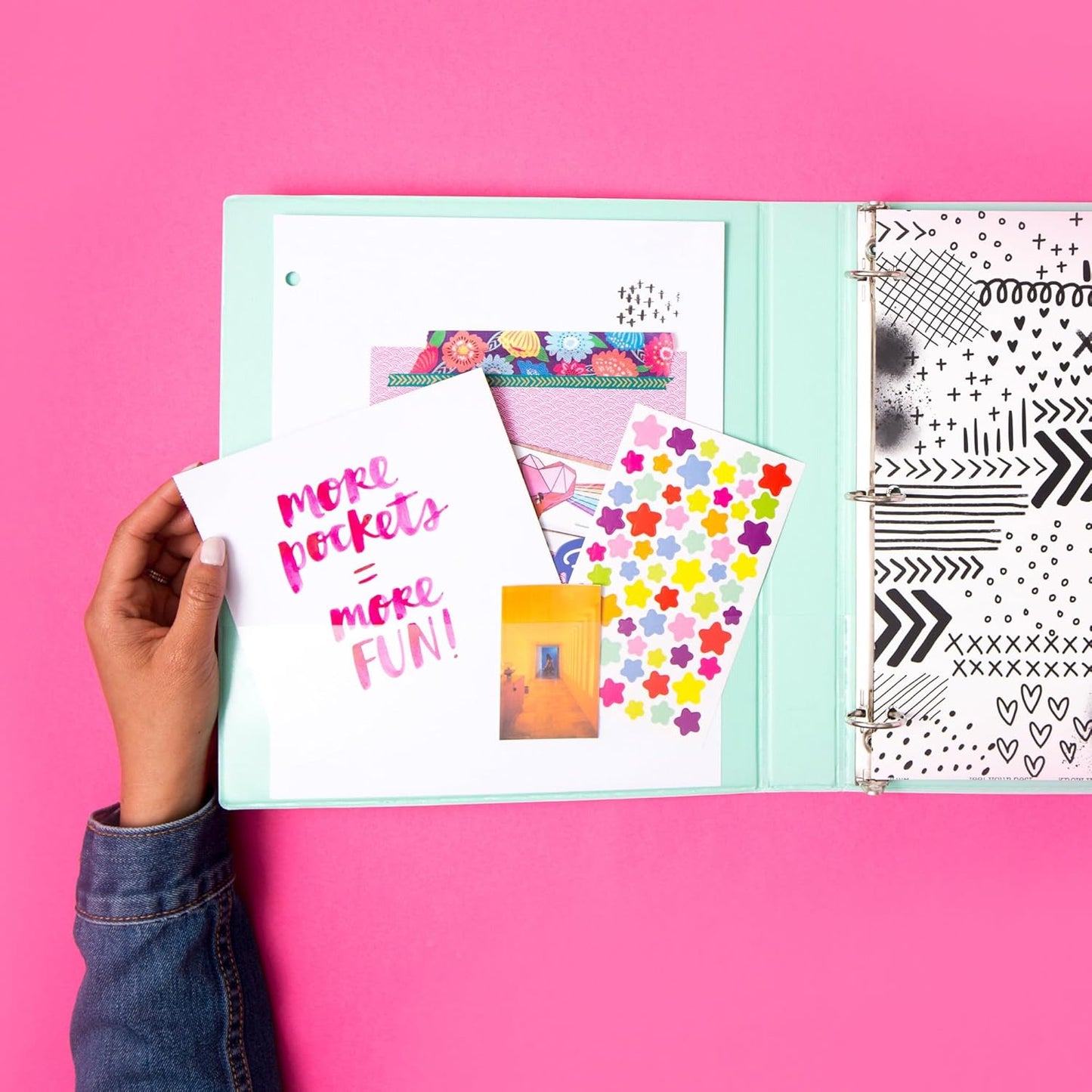 Avery Mini 3 Ring Binder, Holds 5.5" x 8.5" Paper, 1" Round Rings, 175-Sheet Capacity, 1.4 Inch Wide Spine, Watercolor Rainbow Design, Great for Home, Office, School Supplies, and More (18713)