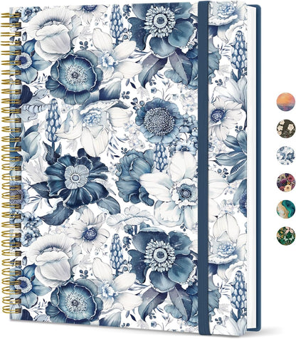 Taja Large Spiral Lined Journal for Women, 8.5" x 11" Notebooks for Work Collge Ruled, A4 Aesthetic Cute Journaling Notebooks for Writing, Plastic Cover, Celestial