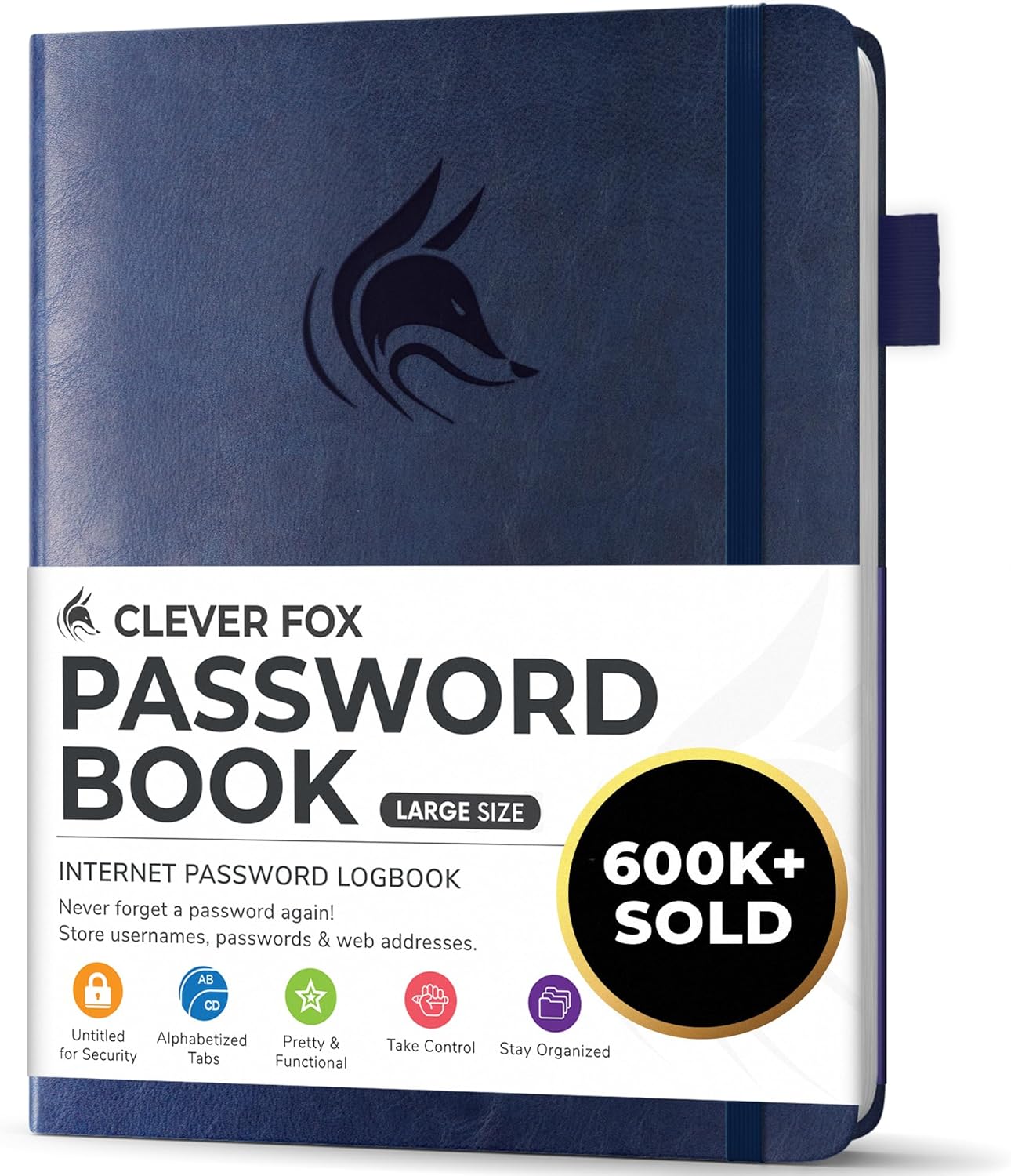 Clever Fox Password Book with alphabetical tabs. Internet Address Organizer Logbook. Small Pocket Password Keeper for Website Logins (Orange)