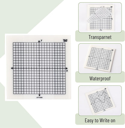 Mr. Pen- Transparent Graph Sticky Notes, 3x3 Inch, 6 Pads, 50 Sheets/Pad, 6 Grid Designs, Square Graph Paper Notes & Fineliner, Waterproof Grid Sticky Note Pads for Math, Study, Journals, Planners