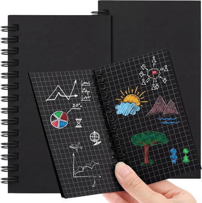 Jutom 6 Pcs Small Graph Paper Pads Notebook Mini Spiral Notebooks Grid Paper 3 x 5 Inch Pocket Notepads 120 Pages Mini Notepads for Office School Work Math Meeting (Black)