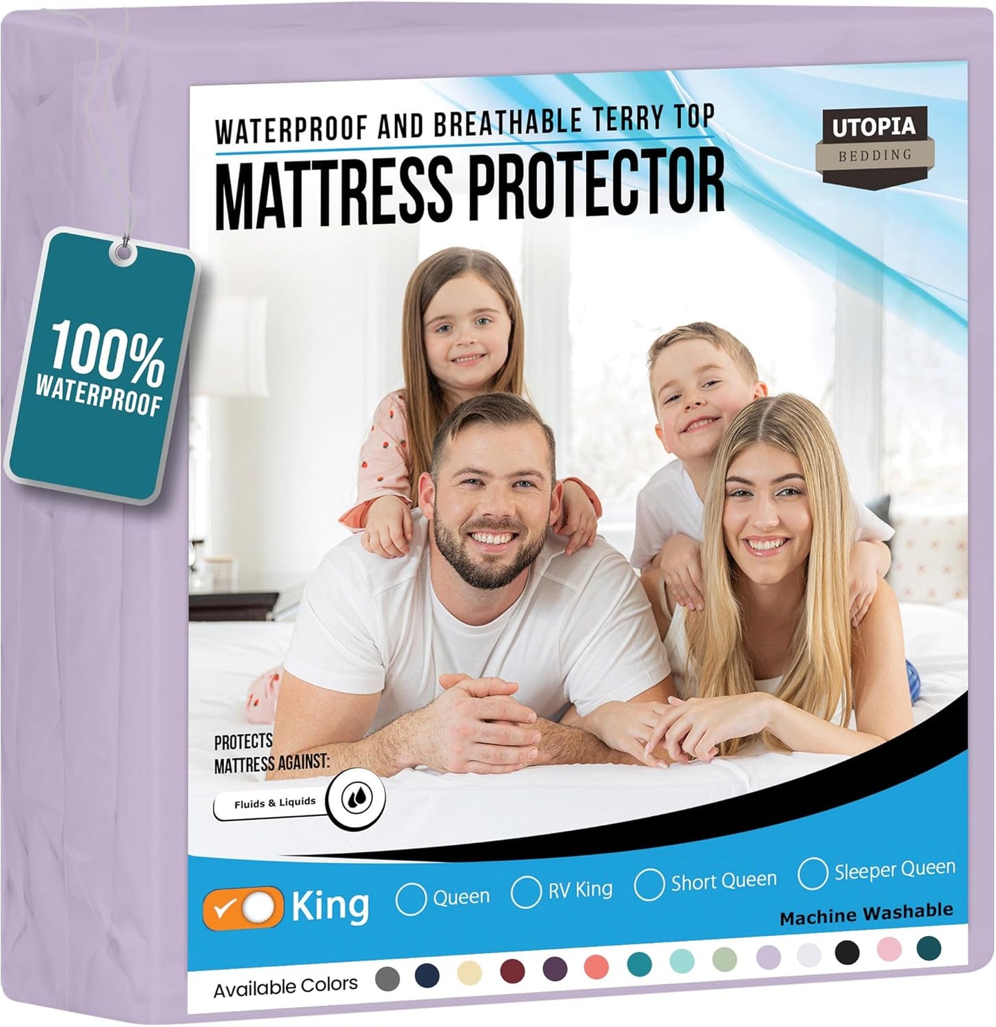 Twin Size Mattress Protector Waterproof, Premium 200 GSM Terry Mattress Cover, Soft & Breathable Bed Cover, Fitted Sheet Style Stretchable Deep Pockets 15" by Utopia Bedding (White)