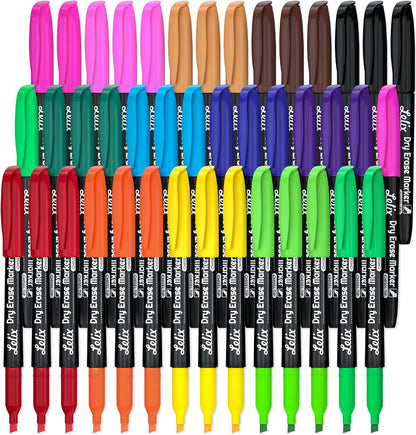 Lelix 42 Pack Black Dry Erase Markers Chisel Tip, Bulk Whiteboard Markers for School, Office Supplies, Perfect for Writing on White Board, Mirror,Calender