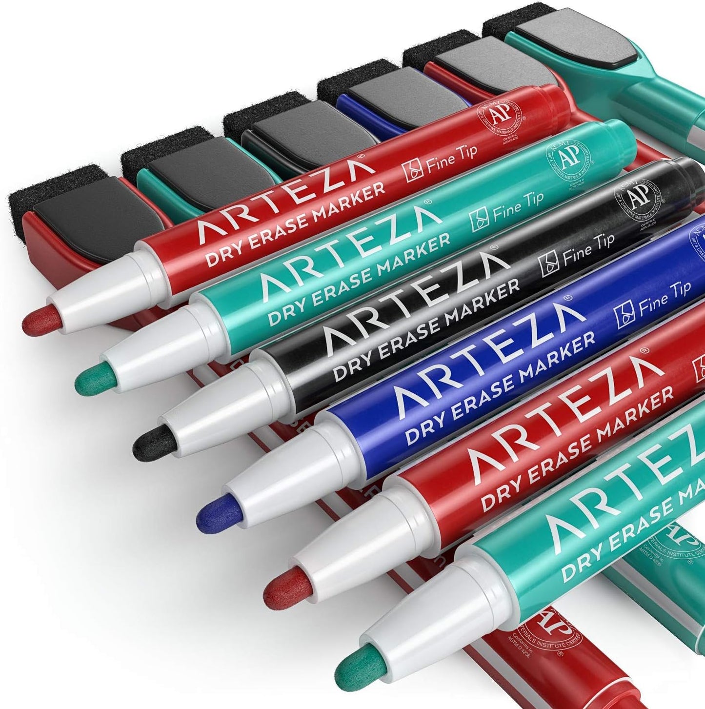 ARTEZA Black Dry Erase Markers with Erasers – Pack of 36 Magnetic Fine Tip Whiteboard Pens with Low-Odor Ink for Office & Home Use