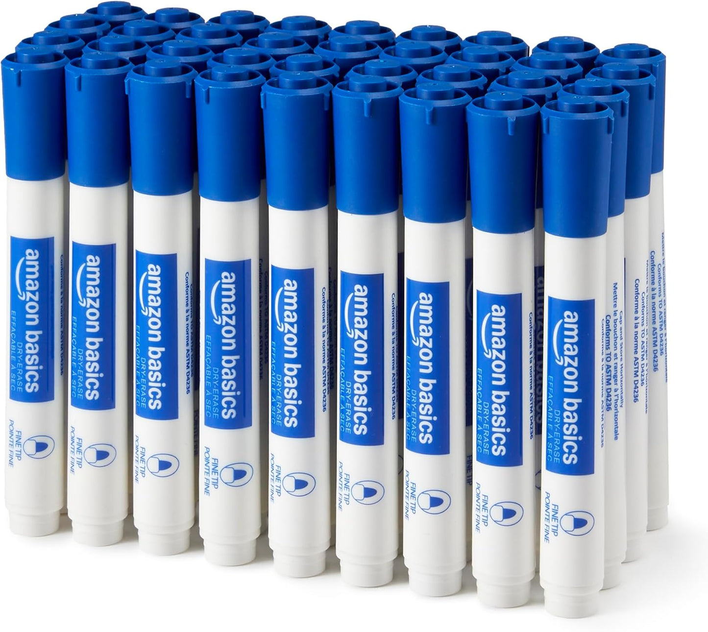 Amazon Basics Low-Odor Dry Erase Whiteboard Markers, Fine Tip, Quick-Dry, Black, 36-Pack