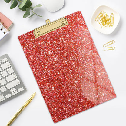 Rimilak Acrylic Glitter Clipboards, Sparkly Board with Low Profile Gold Clip, Designed for Classroom School and Office Use, A4 Letter Size 9 x 12.5 in, Pink