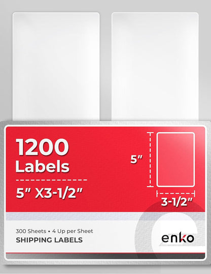 enKo 1 x 2-5/8 Inch 30 Up Return Mailing Address Labels White Printable FBA Labels (100 Sheets, 3000 Labels)