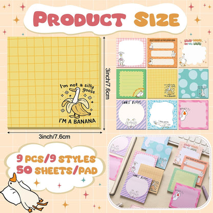 9 Pads Wildflower Sticky Notes 3x3 Inch Cute Self Stick Notepads Notes Adhesive Memo Pad Office Decor Gifts for Students School Teacher Meeting Office Supplies