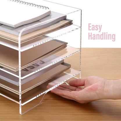 2 Pack- Stackable Paper Letter Tray, A4 File Tray Desk Organizer, Acrylic Desk Organizers and Accessories Sorter, Clear Workspace Office Supplies Organizers, 12.4inx8.86inx3.46in