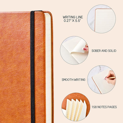 Lemome Grid Paper Notebook Hardcover Classic Notebook with Pen Holder - Page Dividers Presents 8.4 x 5.7 in