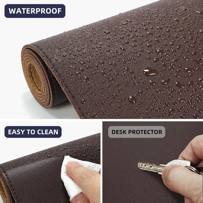 Large Desk Mat 47.2" x 17" Leather Desk Pad Protector with Natural Cork & PU Leather, Non-Slip Office Desk Mat, Large Mouse Pad, Waterproof Desk Blotter pad for Office&Home(Black)