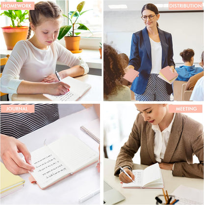 feela 3 Pack Pocket Notebook Journals with 3 Black Pens, A6 Mini Cute Small Journal Notebook Bulk Hardcover College Ruled Notepad with Pen Holder for Office School Supplies, 3.5”x 5.5”, Gray