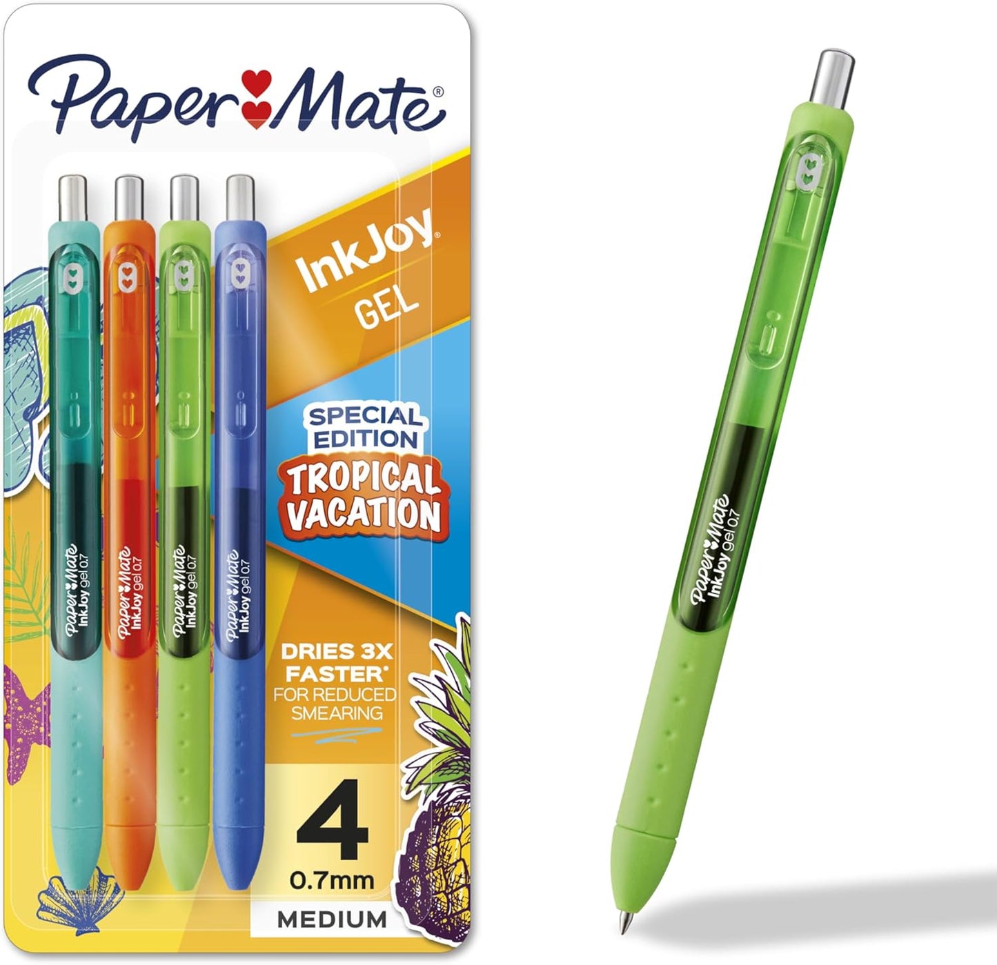 Paper Mate InkJoy Gel Pens, Candy Pop Special Edition, Medium Point (0.7mm), Retractable, Assorted Colors, 4 Count - Fun Office Supplies, Writing, Journaling