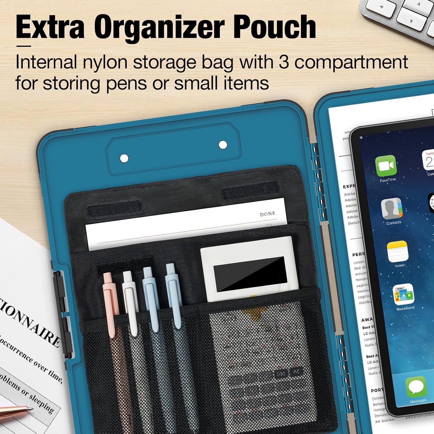 Sooez Toughest Clipboard with Storage, Internal Pen Pouch Included, Letter/ A4 Size, Shockproof Heavy Duty Plastic Clip Boards 8.5x11”, High Capacity Clipboards Box Case for Contractor Trucker Driver