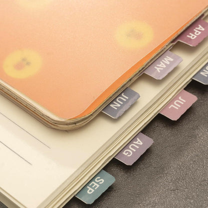 Lumintutu Laminated Planner Monthly Stickers,40 Adhesive Plan Tabs for Notebooks (2 Sets 12 Month Tabs and 16 Blank Tabs), Calendar Monthly Divider Set (Cappuccino)