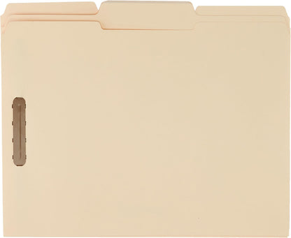 Amazon Basics Manila File Folders with Fasteners, 1/3 Cut Reinforced Tab, Letter Size, Expandable, Document Organizer, Beige, 50-Pack
