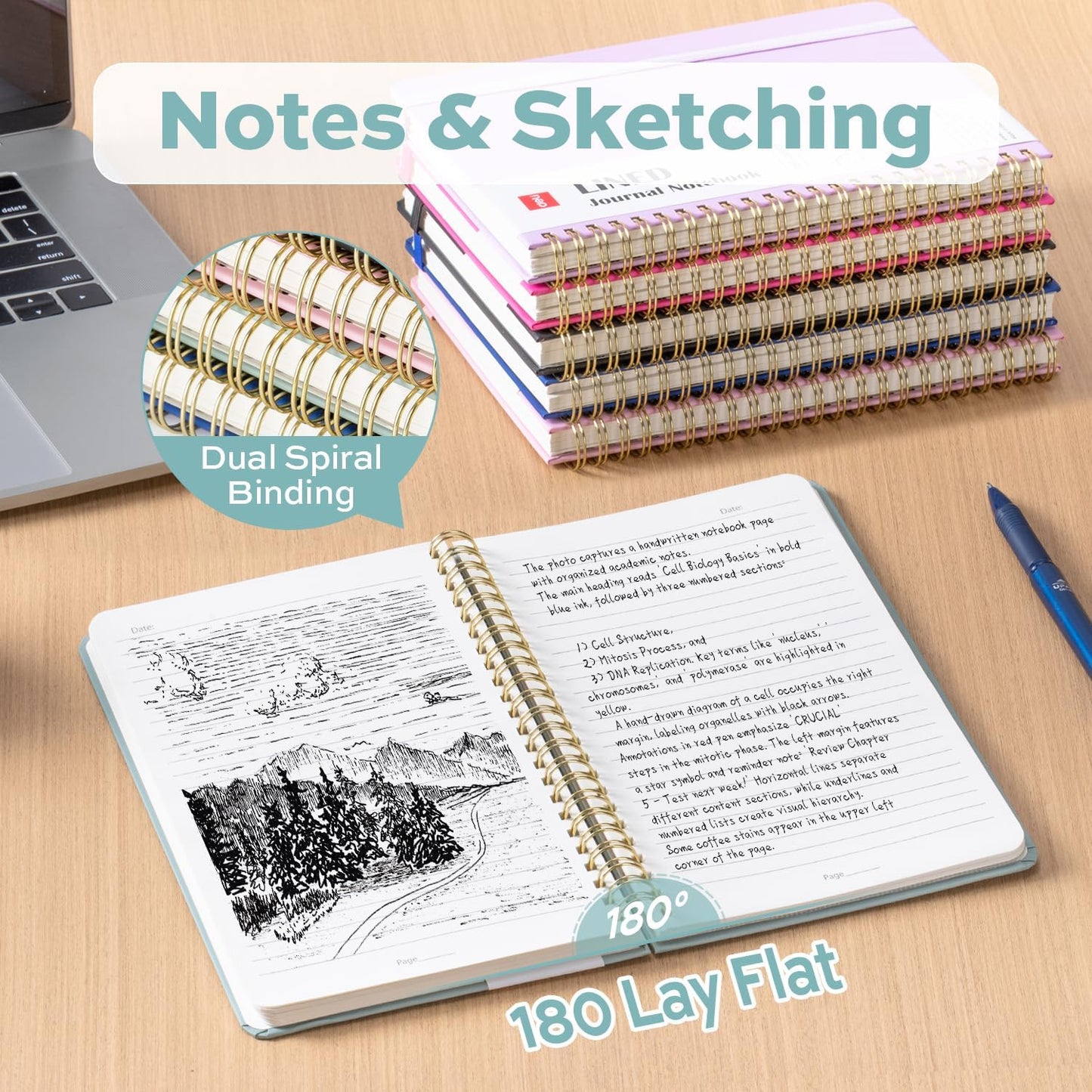 deli Rose Red Lined Spiral Journal Notebook, 160 Pages, A5 (5.5"x8") Hardcover Writing Notebook, College Ruled Spiral Bound Journal for Women & Men - Perfect for Work, School, Office & Note Taking