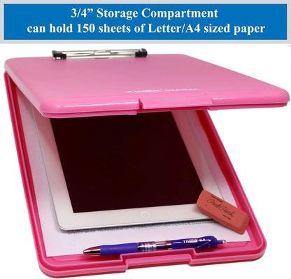 Think2Master Black Plastic Storage Clipboard. | 25% Heavier & 25% Sturdier| Heavy Duty and Won’t Flex or Bend Like Other Brands (Compare The Weight). Storage Compartment Holds 150 Letter Sized Paper.