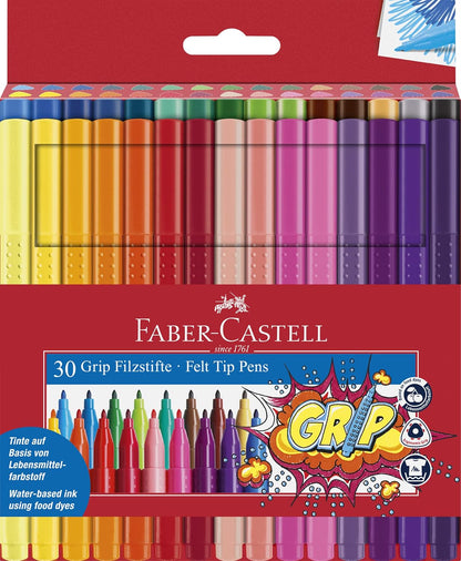 Faber-Castell Grip Colour Felt Tip Pens - Set of 30