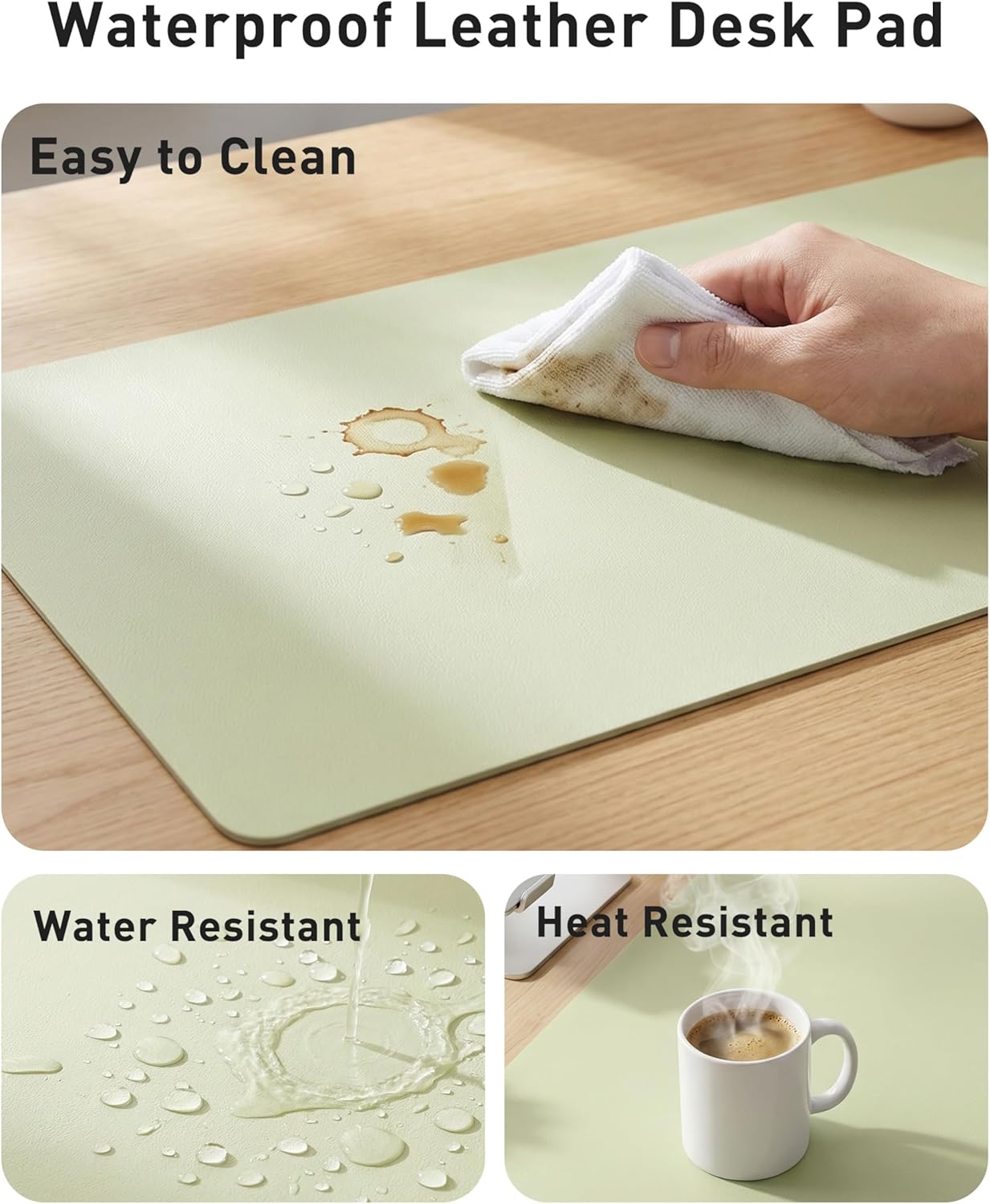 Aothia Leather Desk Pad Protector, Mouse Pad, Office Desk Mat, Non-Slip PU Leather Desk Blotter, Laptop Desk Pad, Waterproof Desk Writing Pad for Office and Home (Black,36" x 17") - Colors A