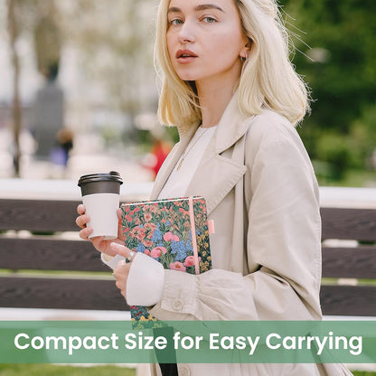 Taja Pretty Lined Journal for Women, Aesthetic Cute Hardcover Leather Journal for Writing, A5 College Ruled Notebook for Work & Note Taking, Perfect for Office School Home, 160 Pages, Meadow Flowers
