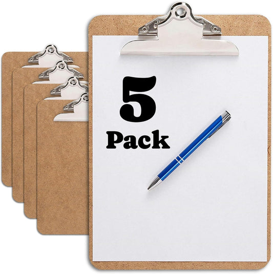 Letter Size Clipboards with Low Profile Clip (Set of 10) - Wood Clipboards Bulk 10 Pack, Heavy Duty Clipboard, Back to School Teacher Classroom Supplies, School Supplies for College Students