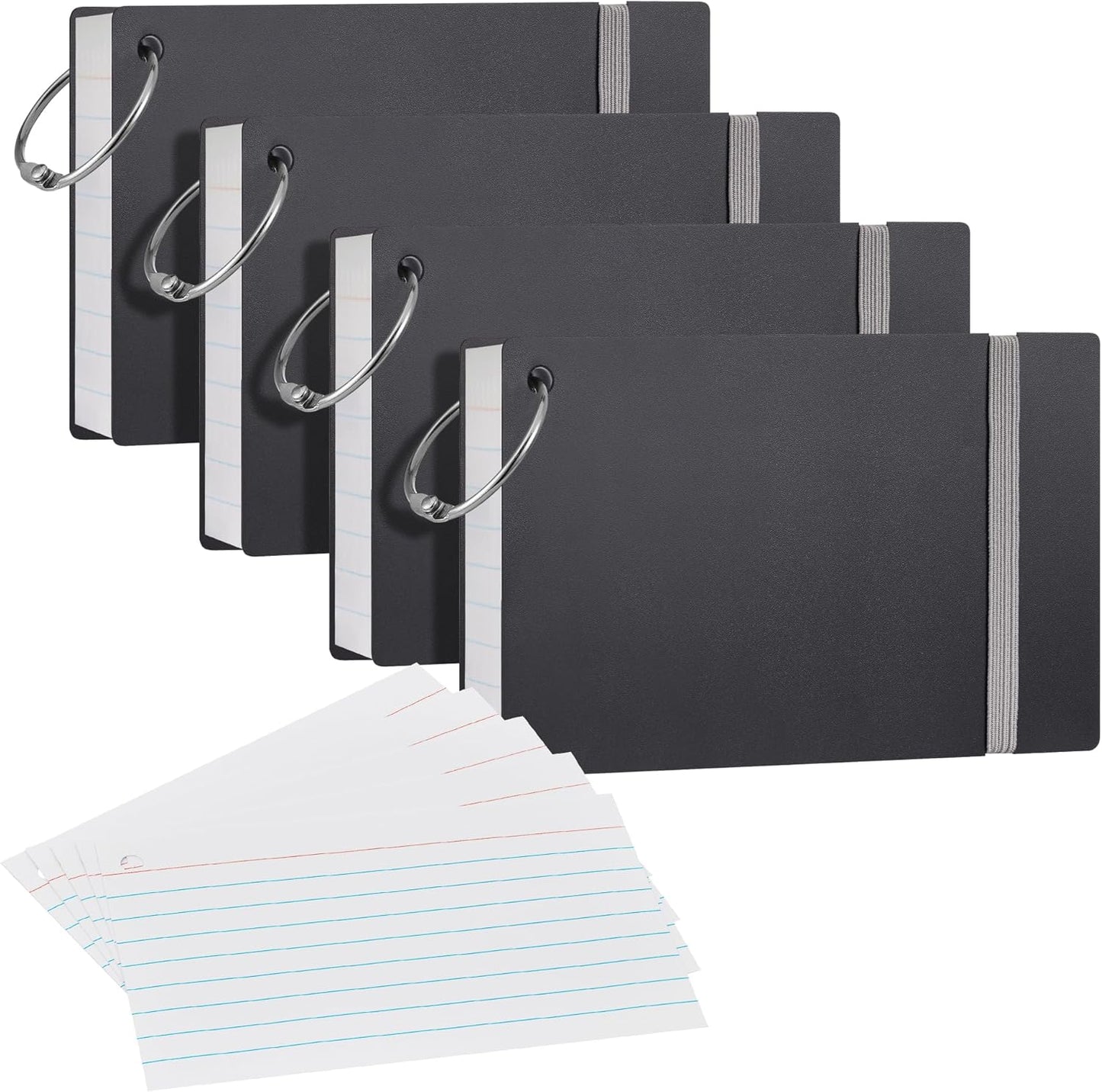 NEEWAY Heavy Weight Colored Ruled Index Cards 3x5, 200 Count Flash Cards with Rings and Cover, Lined Note Cards for Home, Office