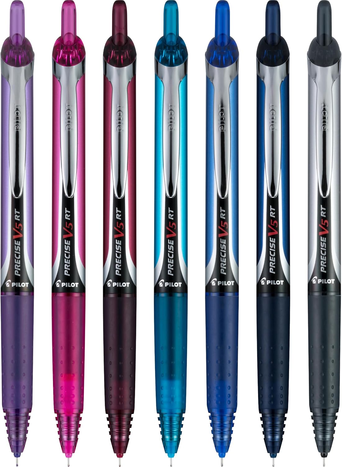 PILOT Precise V5 RT Extra-Fine Premium Retractable Rolling Ball Pens, 0.5mm, Assorted Colors, 8 Count (11890)