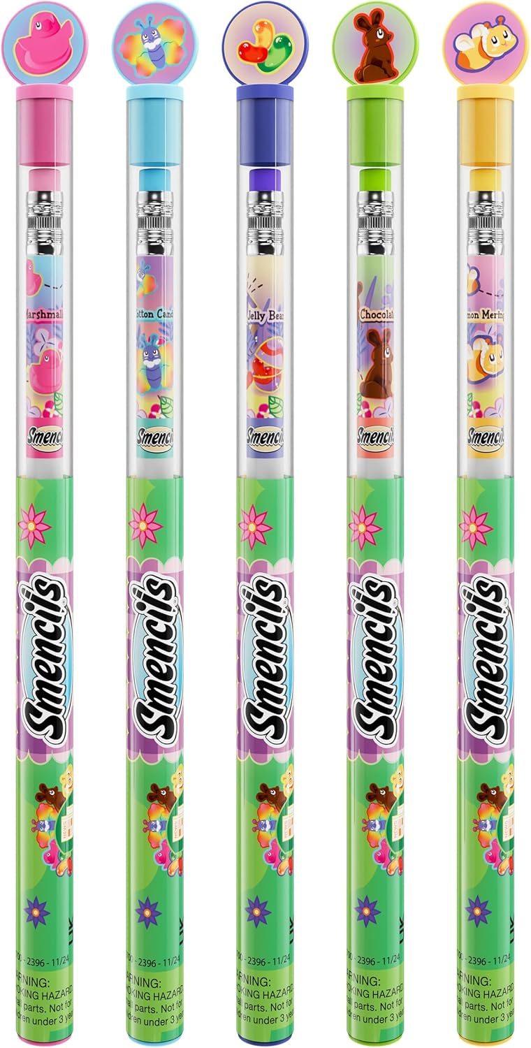 Spring Smencils - HB #2 Scented Pencils, 5 Count, Gifts for Kids, School Supplies, Classroom Rewards, Easter basket stuffers