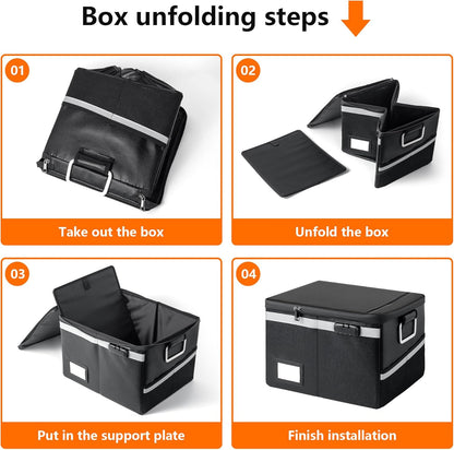 Fireproof Waterproof Document Box with Lock Collapsible Portable File Organizer Hard Shell Storage for Hanging Letter Legal Folders Home Office Safe Black 15.7x11.2x10.2in