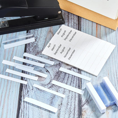 Gueevin 100 Pieces 1.5 Inch Insertable Self Adhesive Index Tabs with Paper Printable Inserts Clear Plastic Sticky File Folder Labels Hanging File Tabs for Notebooks Book Page Folders