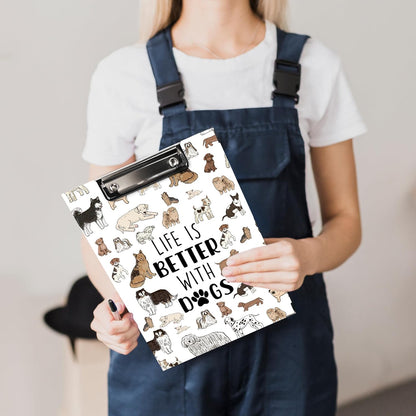 Dog Animal Clipboard Folio with Storage, Cute Dogs Decorative Clipboard Folder, Puppy Dog Clipboards for Women Kids, Life is Better with Dogs Gifts Office School Supplies, 12.4x9.2In
