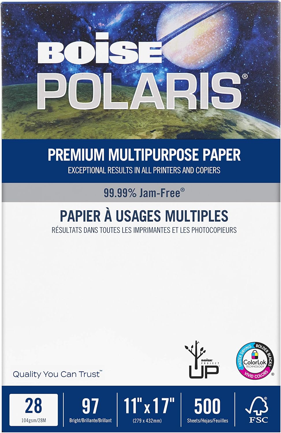 Boise Paper Premium Multipurpose Copy Paper | 8.5" x 11" Letter | 97 Bright White, 24 lb. | 10 Ream Carton (5,000 Sheets)