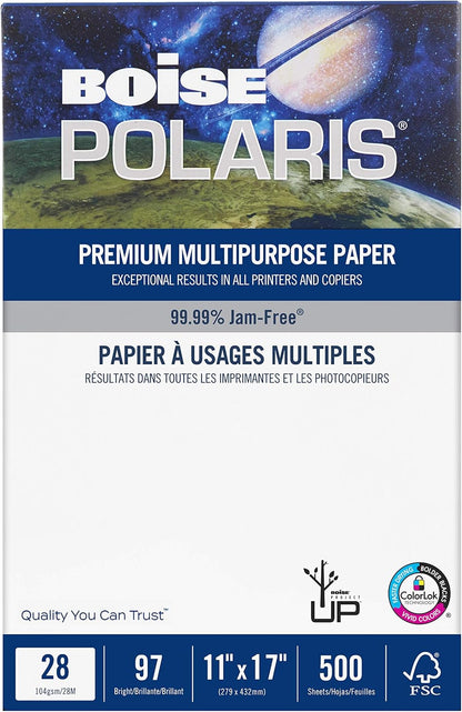 Boise Paper Premium Multipurpose Copy Paper | 8.5" x 11" Letter | 97 Bright White, 24 lb. | 10 Ream Carton (5,000 Sheets)
