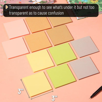 Mr. Pen- Transparent Glitter Sticky Notes, 3”x3”, 12 Pads, 600 Sheets, Colorful, Plastic Glitter Sticky Notes Bulk, Self-Stick Note Pads for Women, Office, School, Home, Study & Organization