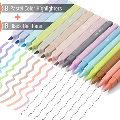 Mr. Pen- Aesthetic Highlighters and Ballpoint Pens No Bleed, 12 Pack, Pastel Colors, Bible Highlighters and Pens No Bleed, Fast Dry and No Smear for Bible Journaling, Planner, School Supplies