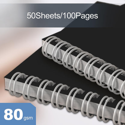 Nichela 4 Pack Spiral Notebook for Work - 4" x 6" Softcover Notebooks College Ruled for Note Taking, School Supplies,200 Sheets 400 Pages Journals Black